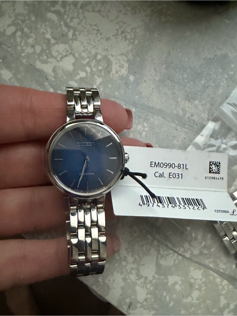 Citizen Eco-Drive Women Stainless Bracelet Watch with Blue Dial, 28mm